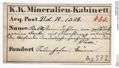 Etiketten zu Calcit (NHMW-MIN-As572)